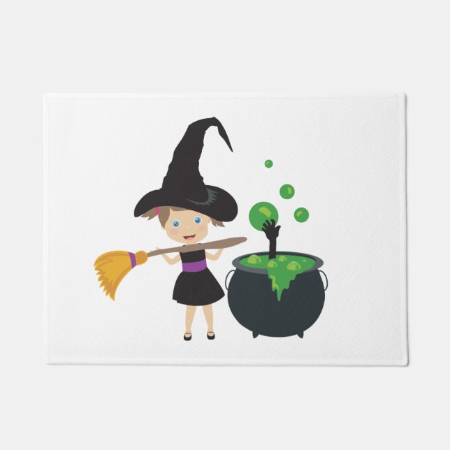 Cute Halloween Witch Doormat (Front)
