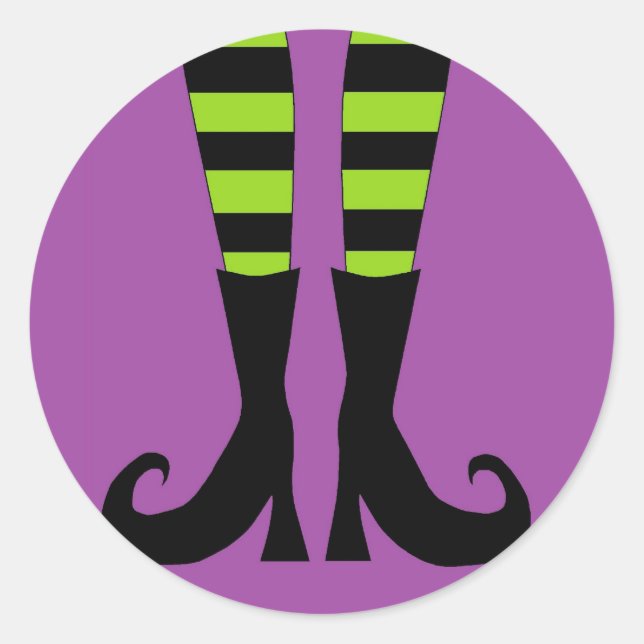 Cute Halloween Witch Feet Classic Round Sticker (Front)