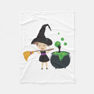 Cute Halloween Witch Fleece Blanket
