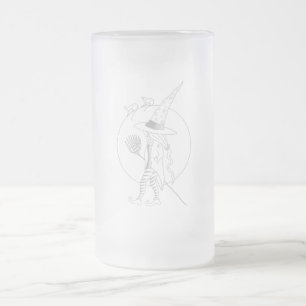 Cute Halloween Witch Frosted Glass Beer Mug