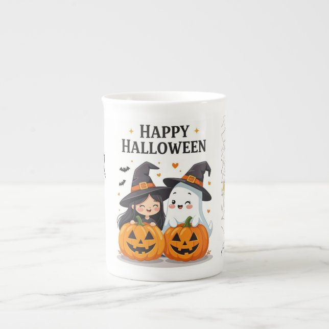 Cute Halloween Witch & Ghost Mug Desig (Front)