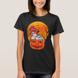 Cute Halloween Witch Girls Women Witchy Unicorn Ha T-Shirt