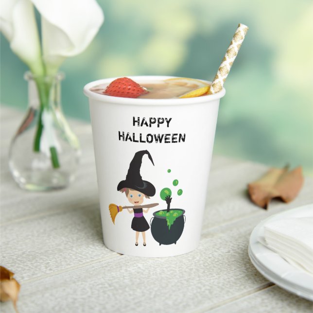 Cute Halloween Witch Happy Halloween Paper Cups (Insitu)