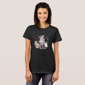 Cute Halloween Witch Illustration – Trendy & Femin T-Shirt