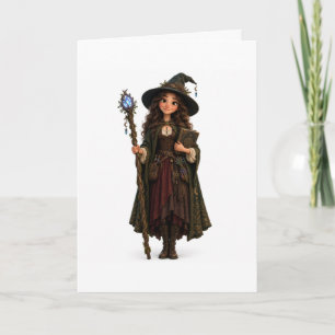 Cute Halloween Witch Magic Spell Greeting Card