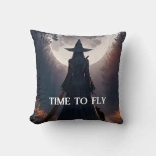 Cute Halloween Witch Moon Black Cat Personalized  Cushion