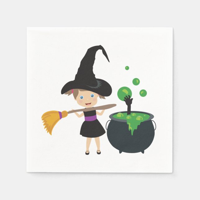 Cute Halloween Witch Napkin (Front)