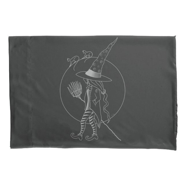 Cute Halloween Witch Pillowcase (Front)