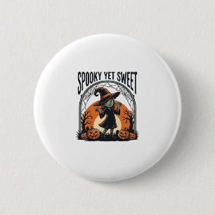 Cute Halloween Witch Spooky Yet Sweet Vintage Tee_ 6 Cm Round Badge
