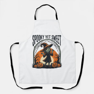Cute Halloween Witch Spooky Yet Sweet Vintage Tee_ Apron