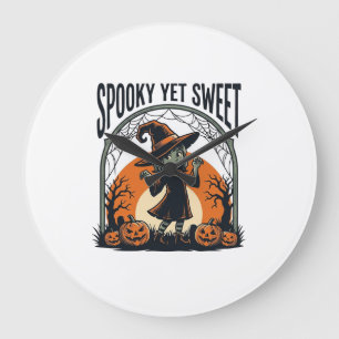 Cute Halloween Witch Spooky Yet Sweet Vintage Tee_ Large Clock