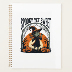 Cute Halloween Witch Spooky Yet Sweet Vintage Tee_ Planner