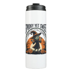 Cute Halloween Witch Spooky Yet Sweet Vintage Tee_ Thermal Tumbler