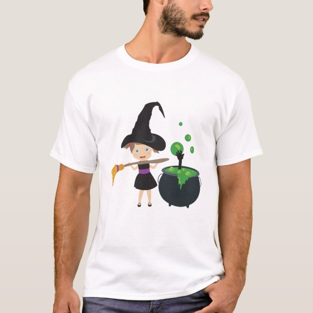 Cute Halloween Witch T-Shirt (Front)