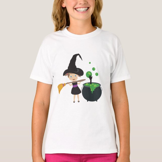 Cute Halloween Witch T-Shirt (Front)