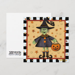 Cute Halloween Witch Trick or Treater Inspirivity Holiday Card