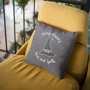 Cute Halloween Witch Typography Custom Cushion