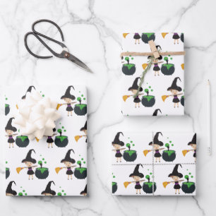 Cute Halloween Witch  Wrapping Paper Sheet