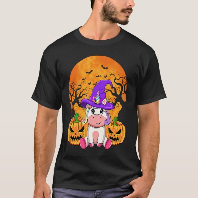 Cute Halloween Witchy Unicorn Halloween Custome T-Shirt (Front)