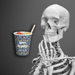 Cute Halloween with little pumpkins and ghosts Paper Cups