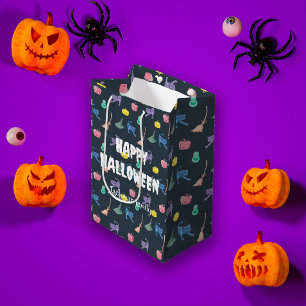 Cute Halloween with pumpkins, personalised Medium Gift Bag