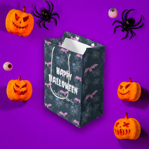 Cute Halloween with spiders and bats, customisable Medium Gift Bag