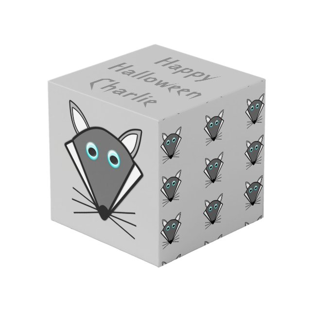 Cute Halloween Wolf Personalised Cube (Front Angled)