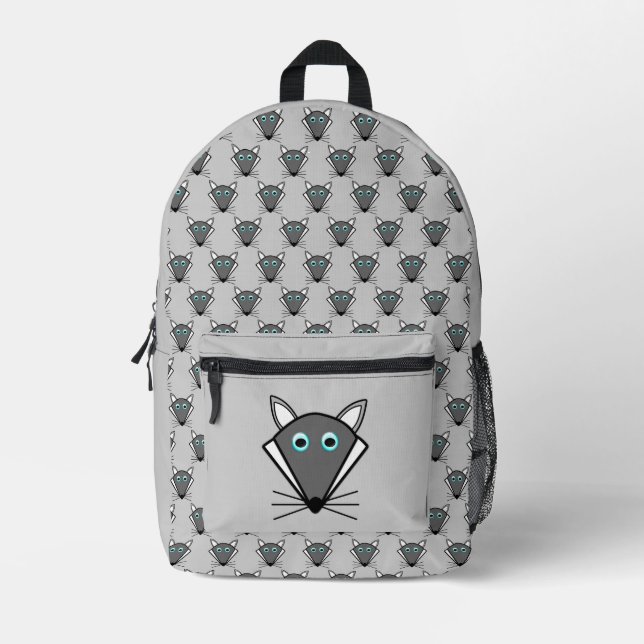 Cute Halloween Wolf Printed Backpack (Front)