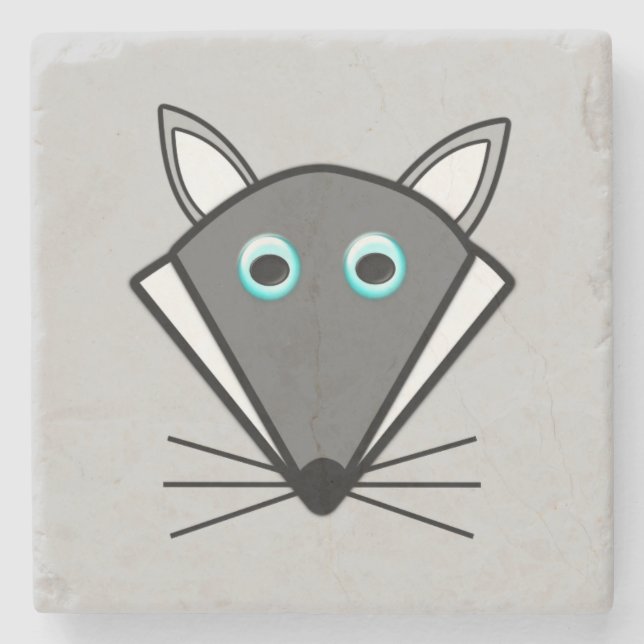 Cute Halloween Wolf Stone Coaster (Front)