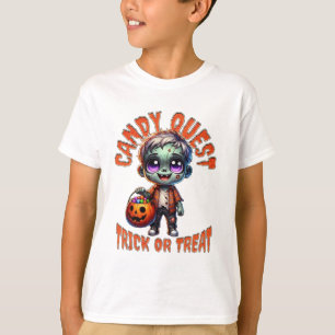 Cute Halloween Zombie Kid Candy Quest T-Shirt