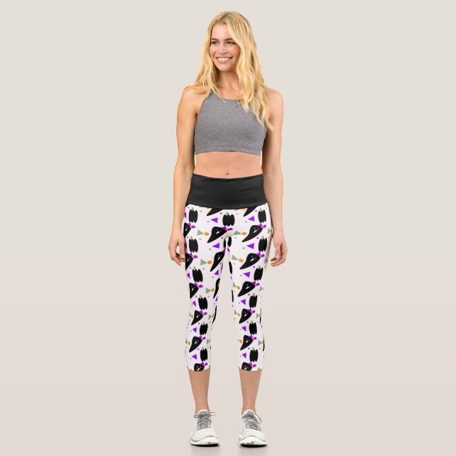 Cute Hallowen Pattern Ghost Sprinkles Yoga Capri Leggings (Front)
