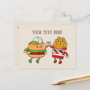 Cute Hamburger fries add text  Postcard