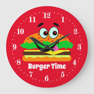 cute hamburger lovers add text large clock