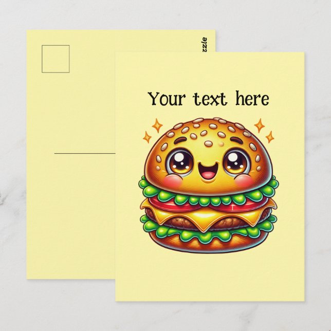 Cute hamburger lovers customise postcard (Front/Back)
