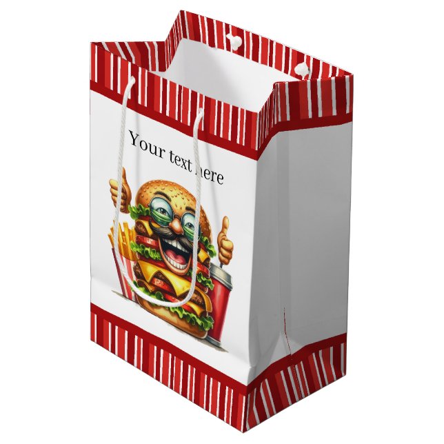 Cute hamburger lovers party  medium gift bag (Front Angled)