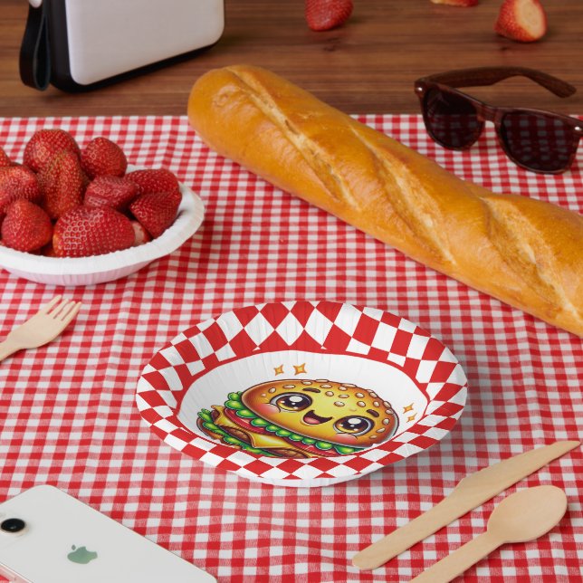 Cute Hamburger lovers party Paper Plate (Picnic)