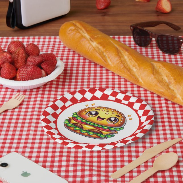 Cute Hamburger lovers party Paper Plate (Picnic)
