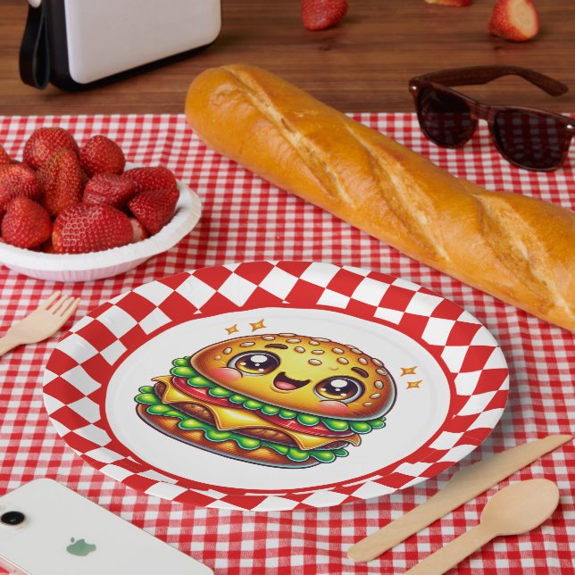 Cute Hamburger lovers party Paper Plate (Picnic)