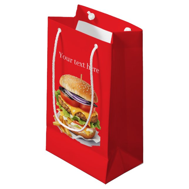Cute hamburger party customisable  small gift bag (Front Angled)