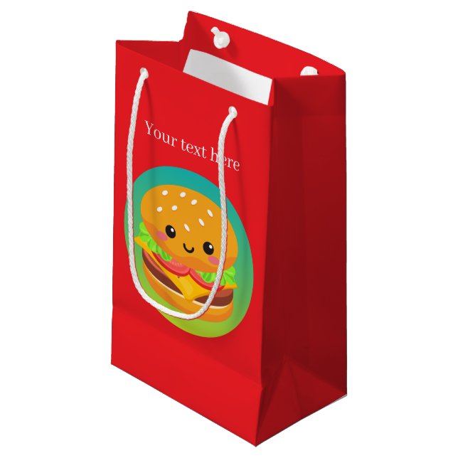 Cute hamburger party customisable  small gift bag (Front Angled)