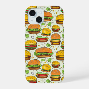 Cute Hamburgers Pattern iPhone 15 Case