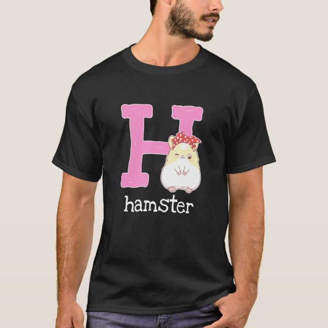 Cute Hamster Alphabet Letter Christmas Animal Kids T-Shirt (Front)