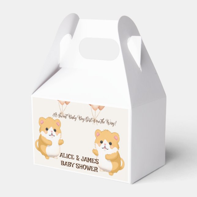 Cute Hamster Baby Shower Favour Box (Front Side)