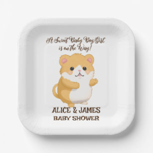 Cute Hamster Baby Shower Paper Plate