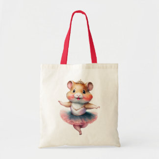Cute hamster ballerina dancing ballet tote bag