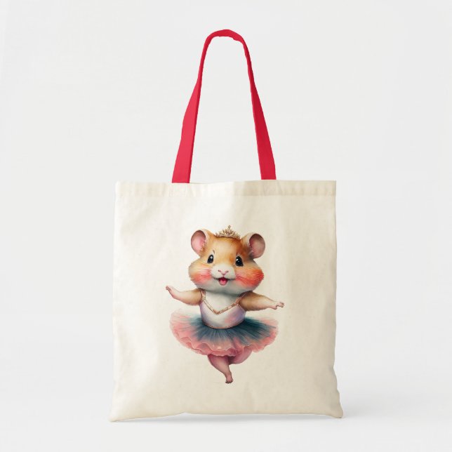 Cute hamster ballerina dancing ballet tote bag (Front)