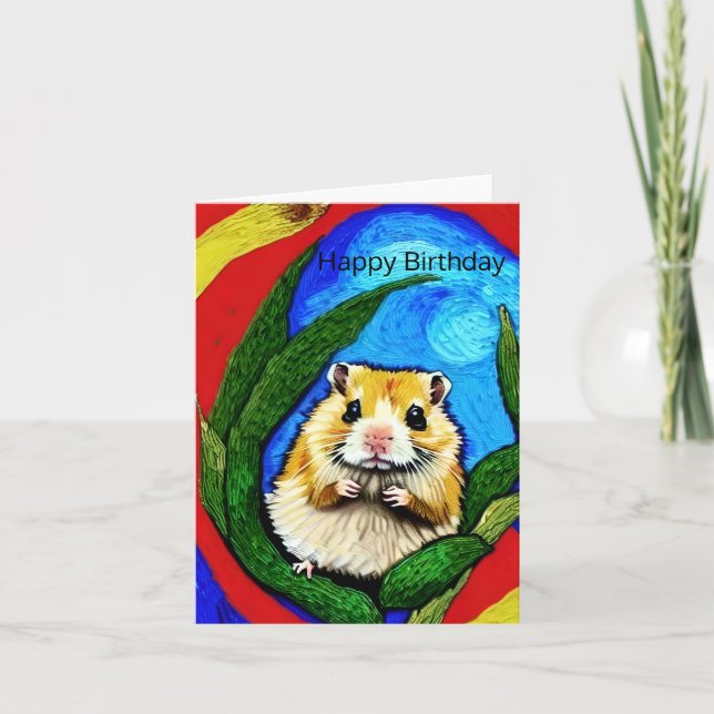 Cute Hamster Birthday Card (Front)