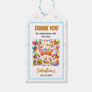 Cute Hamster Birthday Party   Kids Animal Gift Tags