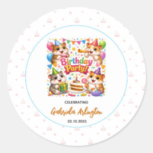 Cute Hamster Birthday Party Kids Hamster Classic Round Sticker