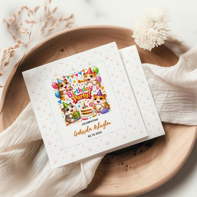 Cute Hamster Birthday Party | Kids Hamster Napkin (Cute Hamster Birthday Party | Kids Hamster napkins
)